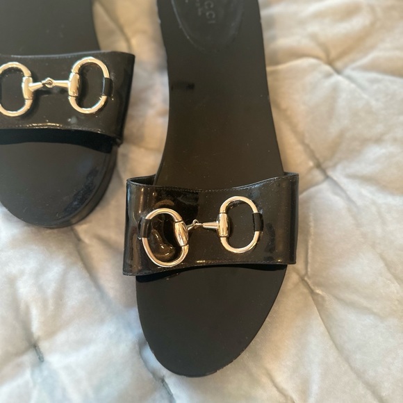 Vintage Gucci Horsebit Black and Gold Sandals Women’s Size 8 - Picture 3 of 7